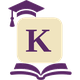The Kiddo School logo: a graduation cap over a golden K tile and an open book